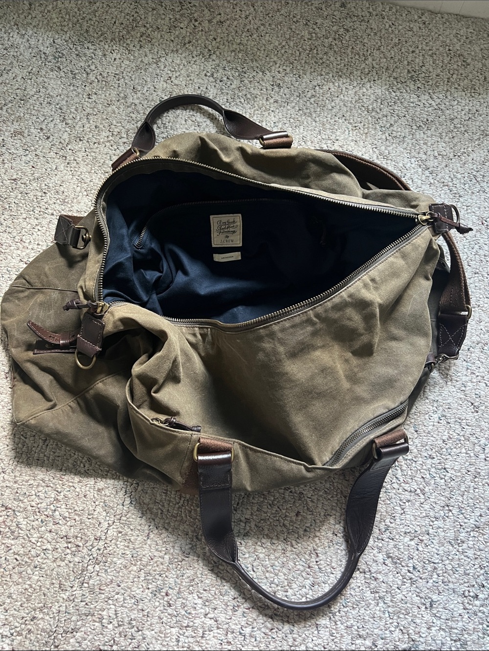 J. Crew Navy Canvas Tote with Branded Interior